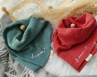Personalized muslin scarf for babies and children with name/triangular scarf/neck scarf for babies and toddlers, suitable for girls and boys
