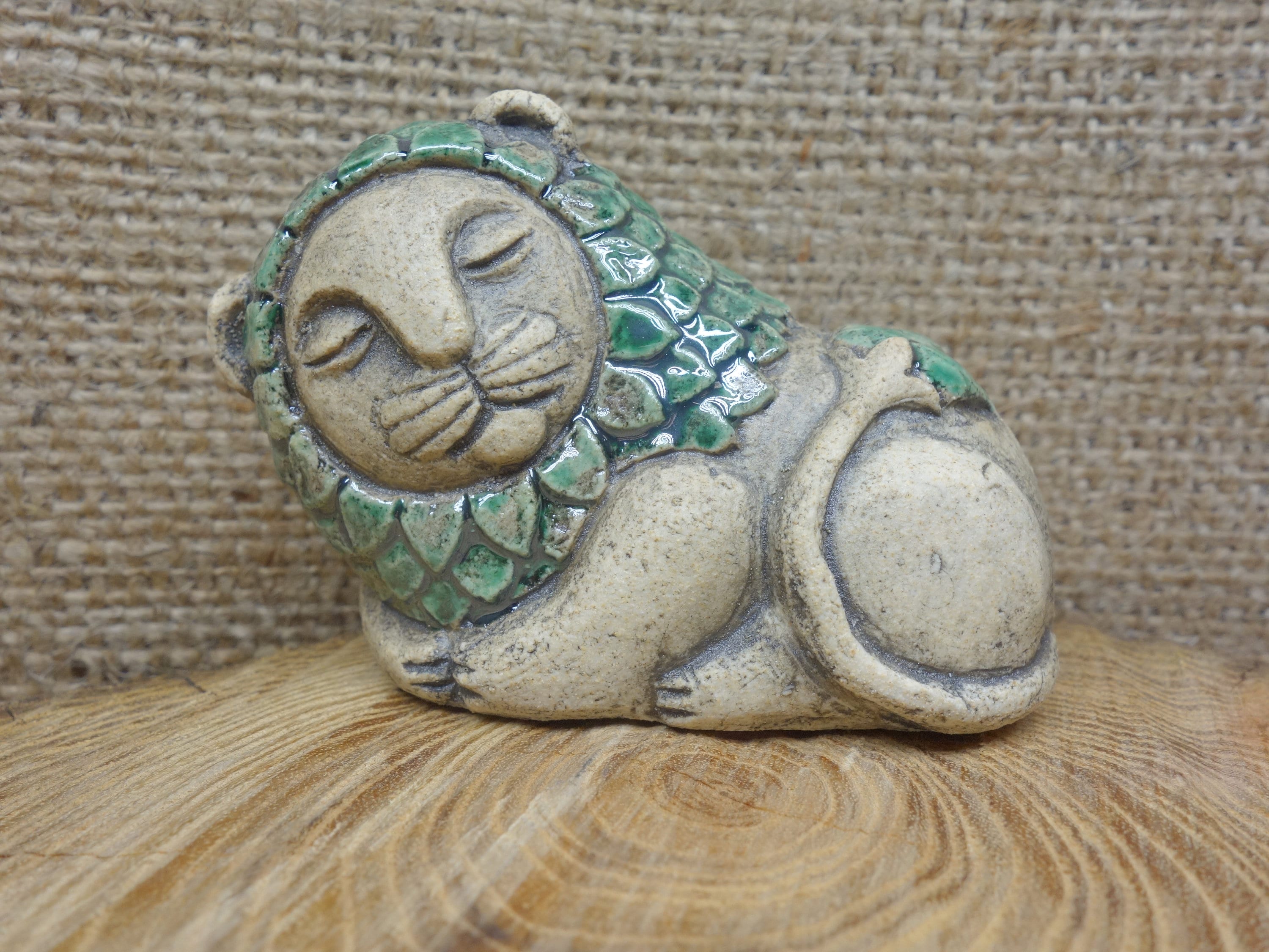 Ceramic Figurine Lion Ceramics Figurines Height 1.76 Etsy