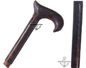 Handmade Designer Leather Walking Stick, Wooden Walking Canes, Skull Stamp Armor Figure Stamp with genuine leather gifting idea