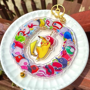 5” Pkmn Hats Clear Acrylic Keychain/Charm