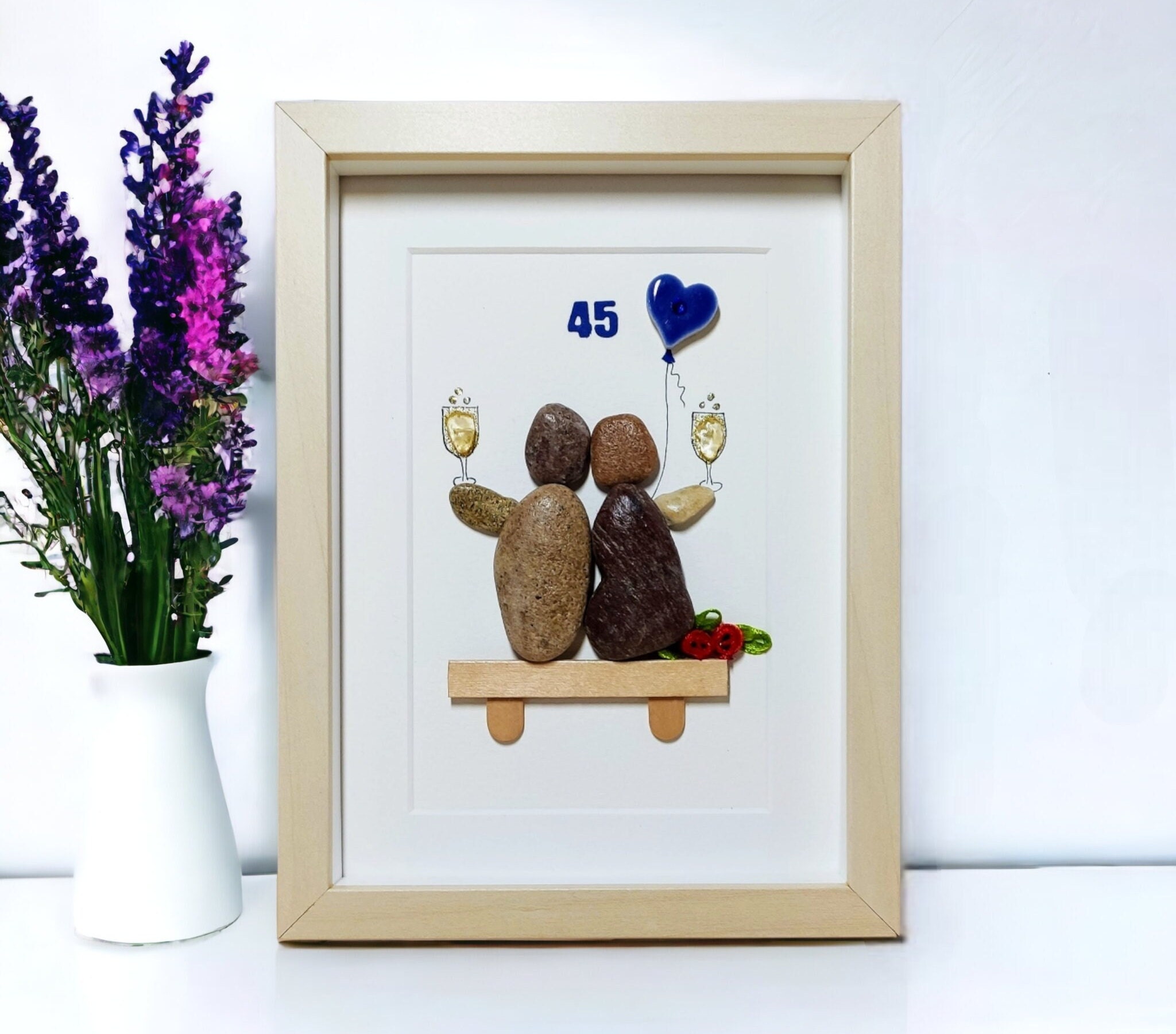Handgefertigte Personalisierte Knopfkarte – Für Den Saphir-Hochzeitstag (45. & 65. Jahr)