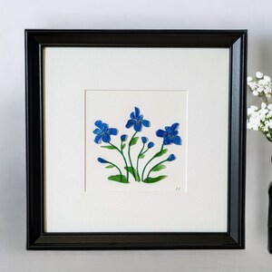 Art personnalisé avec galets, fleurs, iris, fleurs en verre de mer, photo en verre de mer, cadeau d'anniversaire, cadeau de mariage, cadeau d'une mère, cadeau d'anniversaire, encadré image 1