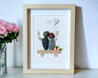 Personalised 30th Wedding Anniversary Gift, Pearl Wedding Anniversary, Pebble Art, 30th Anniversary, Unique Pearl Anniversary Present