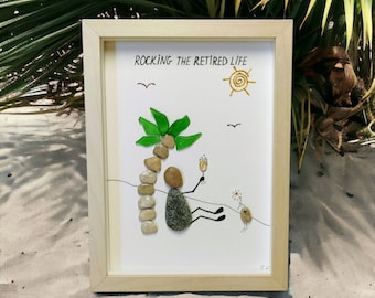 Regalo de jubilación / Imagen artística de guijarros de jubilación / Regalo de despedida de un compañero de trabajo