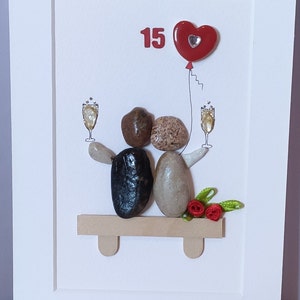 15th Crystal Wedding Anniversary/ Crystal Anniversary Pebble Art Picture With Crystal Heart/ 15th Crystal Anniversary Gift/ 15 Anniversary image 7