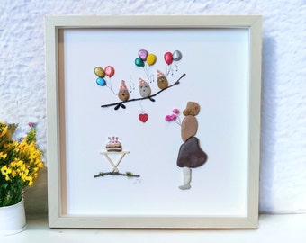 Regali di compleanno, Quadro con sassi, Regalo di compleanno personalizzato per la mamma, Quadro con sassi per la mamma, Regalo per la mamma, Regalo per lei, Regalo per la sorella con cornice