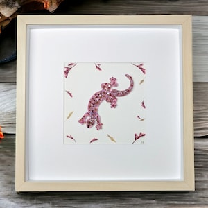 Framed Lizard 3D Glass Picture Wall Art Decor - Handmade Glass Gecko Salamander  Ornament - Unique Christmas Glass Lizard Gift Wall Hanging