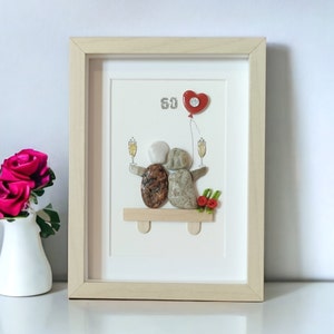 Personalised 60th Diamond Wedding Anniversary Gift, Diamond Wedding, Diamond Wedding Anniversary Gift For Parents Pebble Art, 60 Anniversary