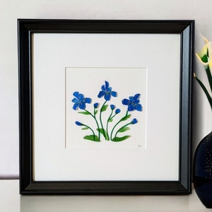 Art personnalisé avec galets, fleurs, iris, fleurs en verre de mer, photo en verre de mer, cadeau d'anniversaire, cadeau de mariage, cadeau d'une mère, cadeau d'anniversaire, encadré image 5