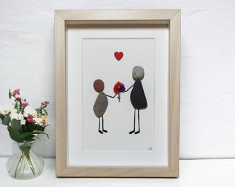 Cuadro artístico con guijarros para el Día de la Madre/Regalo de cumpleaños para mamá/Regalo con marco de 5 x 7 para mamá
