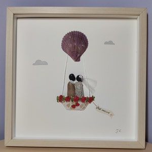 Personalised Wedding Gifs, Wedding Picture, Pebble Art, Bride and Groom, Couples Gift, Framed Wedding Gift, Custom Wedding image 2