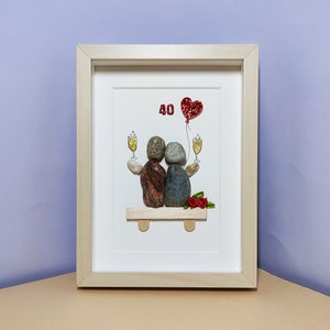 40th Ruby Wedding Anniversary, 40th Anniversary Gift, Pebble Art Picture, Personalised 40th Anniversary Gift For Parents, Couples Gift image 1
