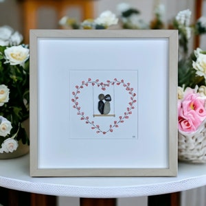 Personalisierte Hochzeit Kiesel & Glas Bild / gerahmter Kieselstein / Sie und Ihn Hochzeit Kieselstein Kunst Geschenk / Hochzeit Schaukel