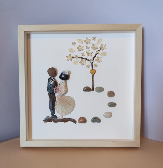 Golden Wedding Anniversary Gift Pebble Art Personalised 50 - Etsy