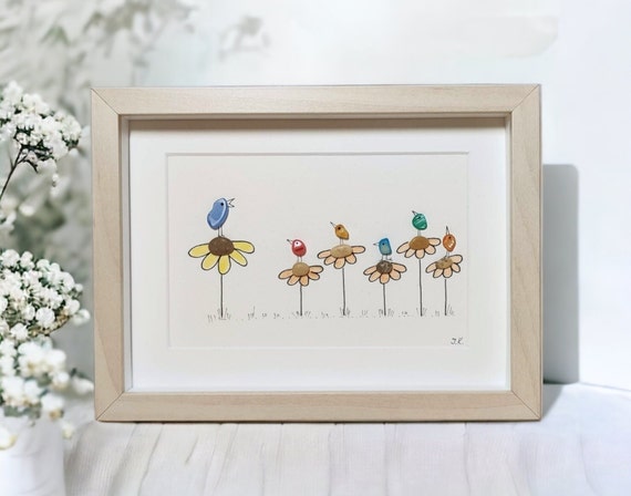 Teacher Gifts/ Pebble Art Teacher Picture/ Personalized 5x7 Frame Gift For Teacher/ End of Year School Teacher Present