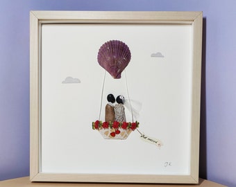 Gifs de casamento personalizados, fotos de casamento, arte com seixos, noivos, presentes para casais, presentes de casamento emoldurados, casamento personalizado