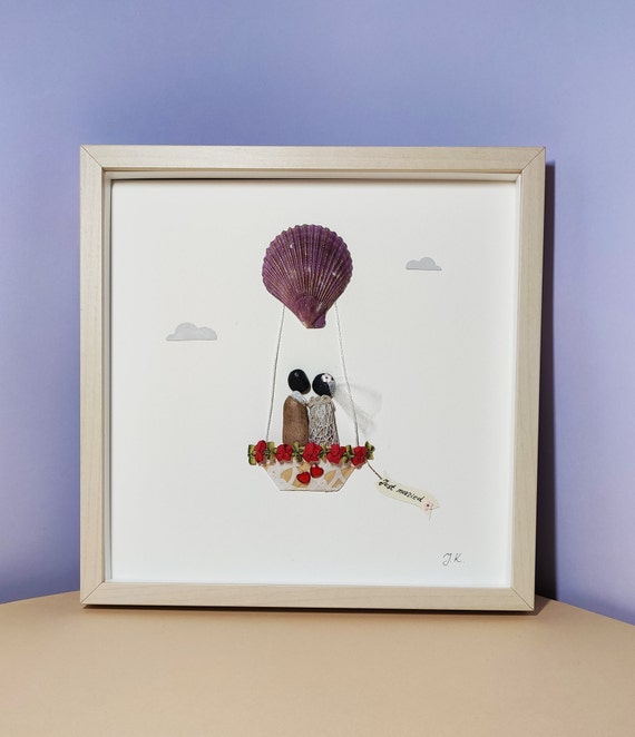 Personalised Wedding Gifs, Wedding Picture, Pebble Art, Bride and Groom, Couples Gift, Framed Wedding Gift, Custom Wedding