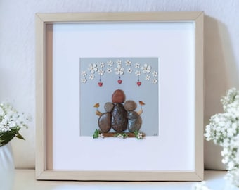 Stenkonst för mamma, mors present, personlig mors dag-present, mammas födelsedagspresent, unik present till mamma, mammapresent, mors dag-stenkonst
