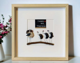 Personalised Teacher Gift, Teacher Retirement Gift, Pebble Art, Thank You Teacher, Teacher Present, End School, School  Teacher Gift, Frames