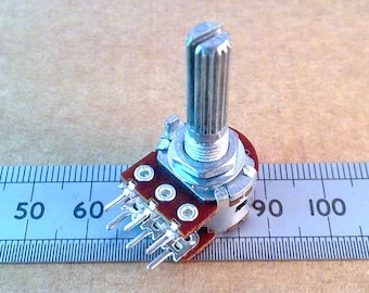 Dual Centre Click Potentiometer Stereo Lin B track Pot With Center Click Detent Linear T18 Splined Shaft DD