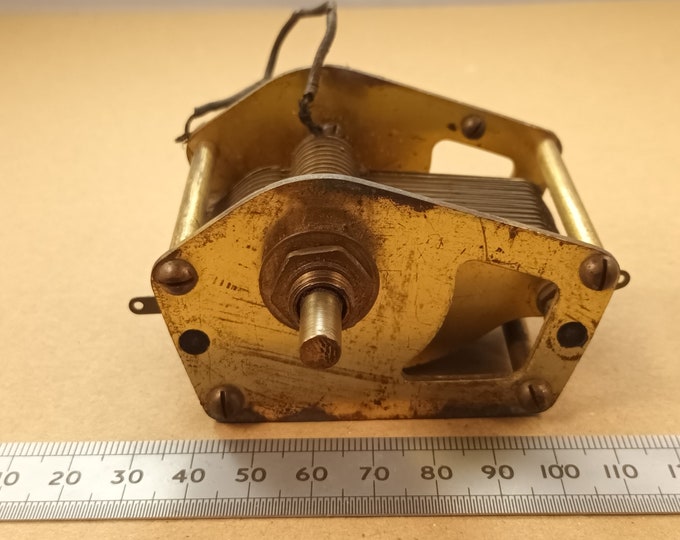Featured listing image: Variable Radio Tuning Capacitor 575pF Single Gang Brass Polar