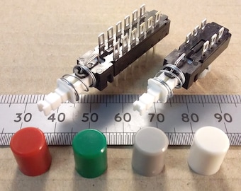 Latching Push Button Switch DPDT 2P2T Or 4PDT Plus Various Color Caps