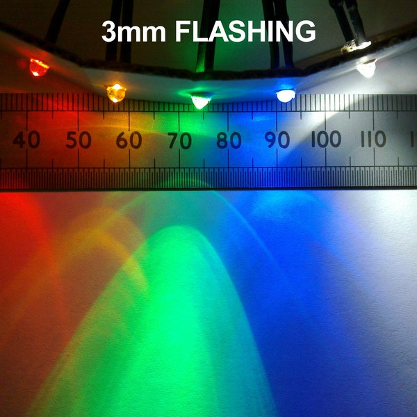 Flashing LED 3mm Pre-Wired 12V Volt Clear High Brightness