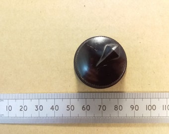 Brown Bakelite Valve / Tube Radio Volume Control Knob, 34mm Diameter, 16mm Height, 0.25" Round Shaft Screw Fixing