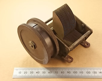 0.0005uF 500pF Single 1 Gang Brass Air-Spaced Radio Tuning Capacitor Brandes, 32:1 Reduction Drive