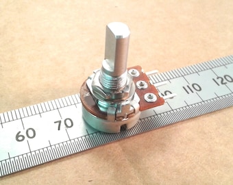 Potentiometer Shaft Flat Points to Wiper, 16mm Flatted 6.0mm D Shaft Conductive Plastic A or C Track BD WF