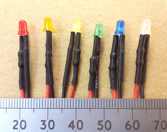 3mm LED 12V Pre-Wired 12 Volt Diffused Lens Various Colors Constant