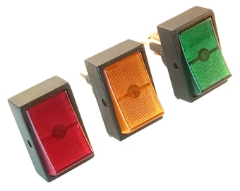Dashboard Rocker Switch 12V Illuminated SPST 15A DC Red Yellow or Green