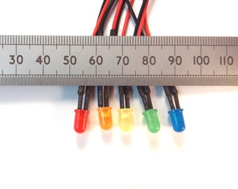 12V Pre-Wired LED 5mm 12 Volt Diffused Lens Various Colours Constant