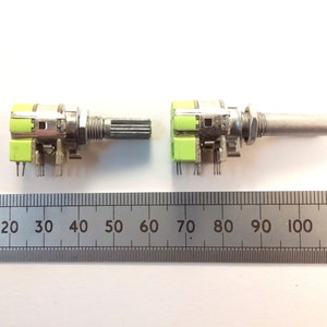 B50K Switched Stereo Potentiometer 12mm Dual Pot On-Off Switch Splined Or D Shaft