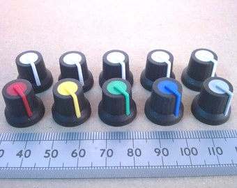 Volume Control Mixer Knobs for 6mm D-Shaft With Colored Pointer And Top