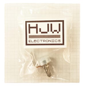 May include: A clear plastic bag containing an electronic potentiometer component. The bag has a white label with the text "HJW ELECTRONICS" in a brown font. The potentiometer has a metal shaft and three pins.
