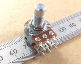 C100K Dual Anti-Log Potentiometer Stereo Long Thread 6.35mm Round Shaft LTRS63ST Reverse Logarithmic