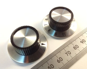 Control Knob With Aluminium Skirt, 0 to 10 or Pointer Markings For Volume Potentiometer Short Shafts