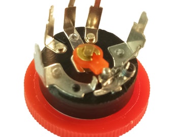 Transistor Radio Volume Control Potentiometer & 21mm Red Thumbwheel Knob, 5K