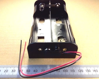 4 X D Battery Holder with Clip Leads 6V Four LR20 Cell Battery Box