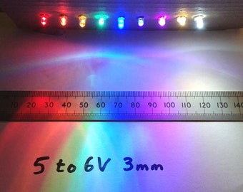 Pre-Wired LED 5V To 6 Volt 3mm Diameter Clear High Brightness Constant LEDs