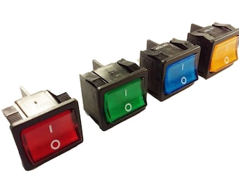 Illuminated Neon Rocker Switch Mains Power DPST 6 Amp 250 VAC