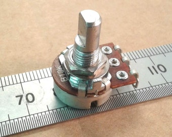 11 Detent Potentiometer, 17mm 6mm D-Shaft Linear Pot Multiple Click Action B10K 10K, Conductive Plastic Track, Solder Lugs