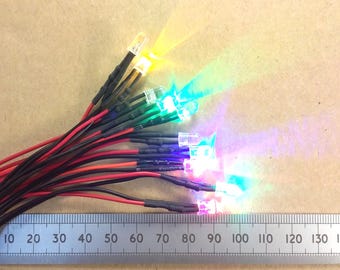 12 Volt Flashing LED Pre-Wired 5mm Clear High Brightness Works 6V To 12V