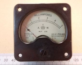 Aircraft Ministry Moving Coil Milliammeter 5mA F.S.D. D.C. 15 Ohm 57mm Square, 1941