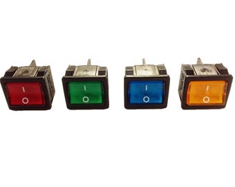 Rocker Switch Mains Power Neon Illuminated DPST 250V 6 Amp