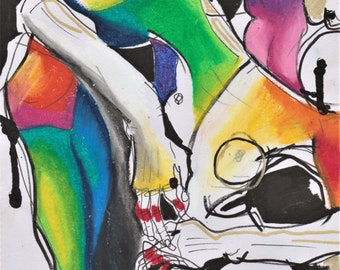 Zij - Originele Mixed Media Tekening, 2020