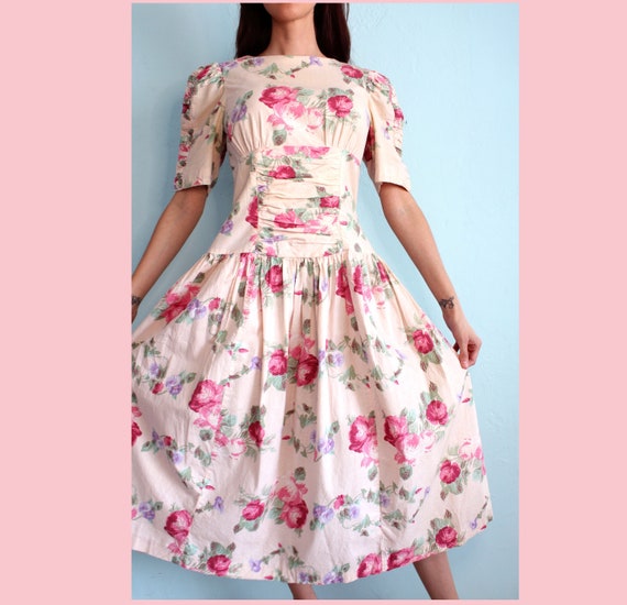 Vintage 1980’s Puff Sleeve Floral Party Dress