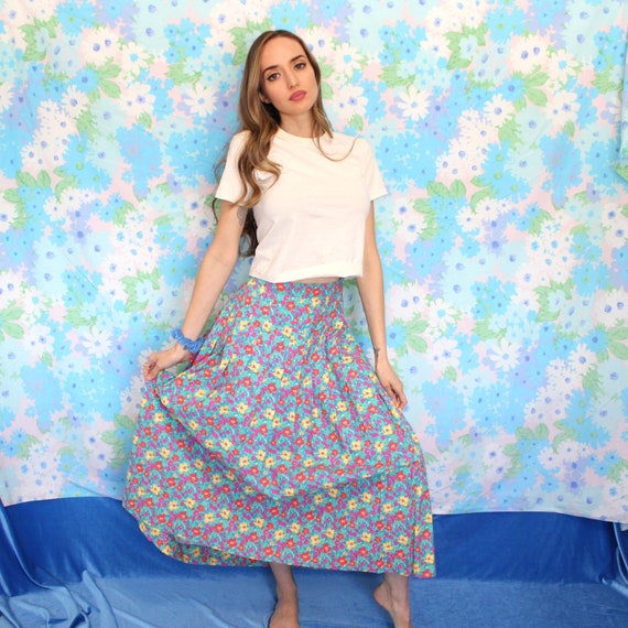 Vintage 1980s Laura Ashley Pleated Maxi Skirt with