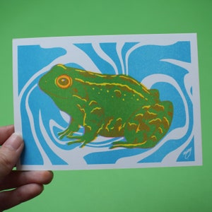 Happy Frog A6 Risograph Mini Art Print Postcard